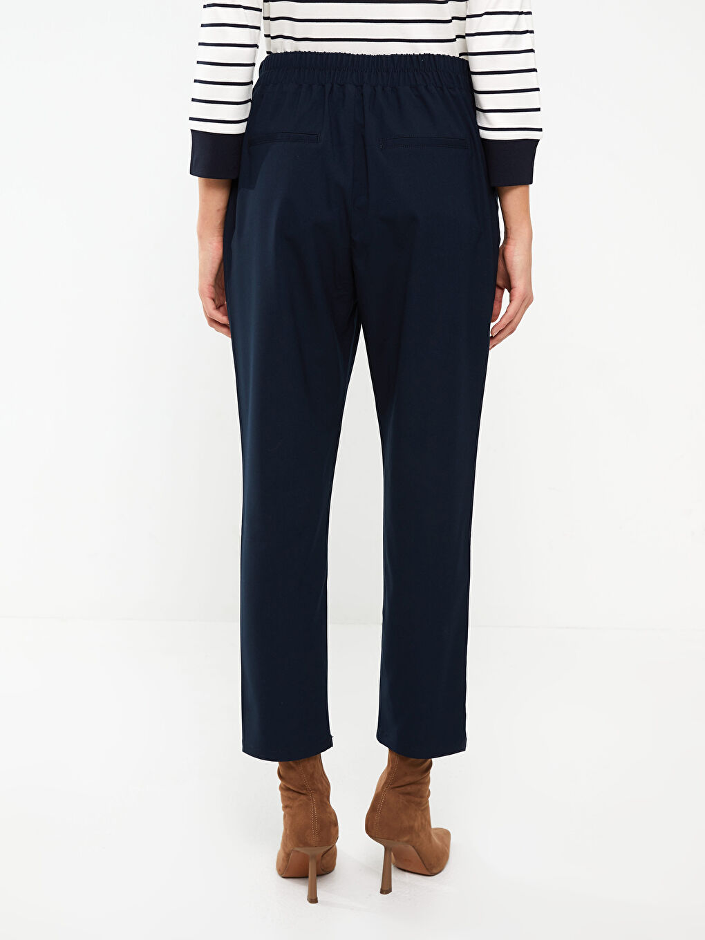 Pantaloni Simpli cu Croială Carrot pentru Femei-3