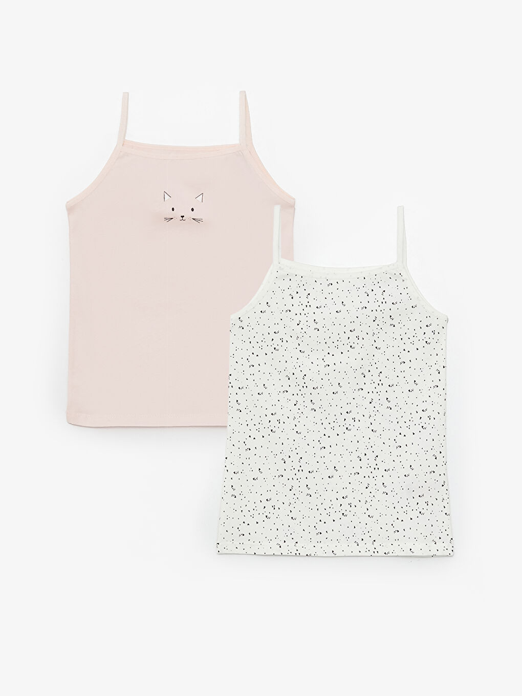 Square Collar Printed Strappy Girls' Vest 2 Pack