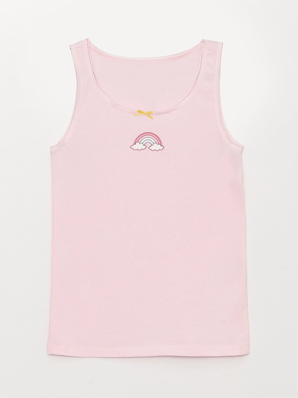 Pembe Bisiklet Yaka Baskılı Kız Çocuk Atlet 2'li-1