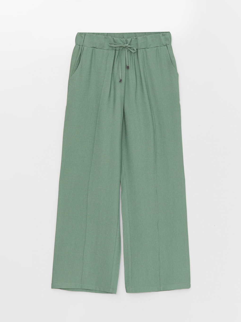 Women's Elastic Waist Plain Trousers-5
