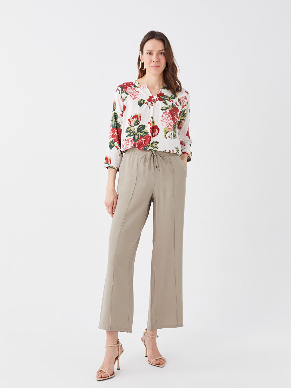 Женские однотонные брюки с эластичным поясом