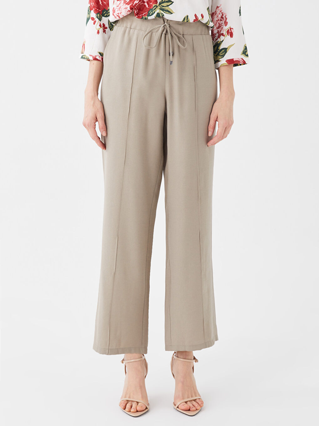 Женские однотонные брюки с эластичным поясом-2