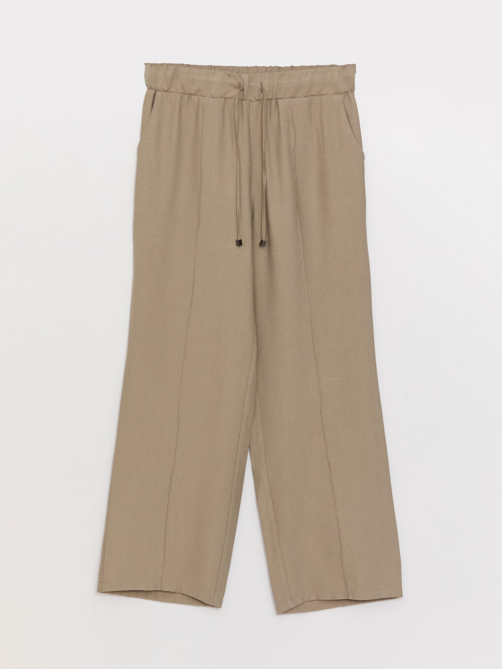 Женские однотонные брюки с эластичным поясом-5