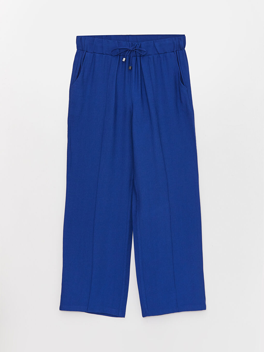 Lacivert Kadın Beli Lastikli Düz Pantolon-4
