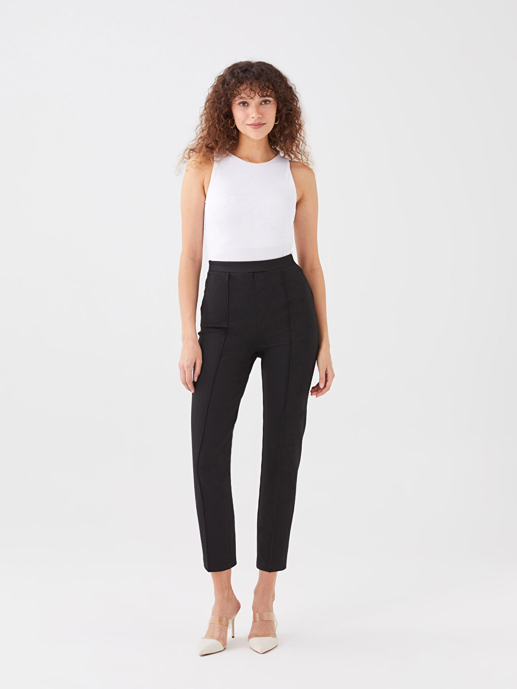 High Waist Slim Fit Women Carrot Trousers