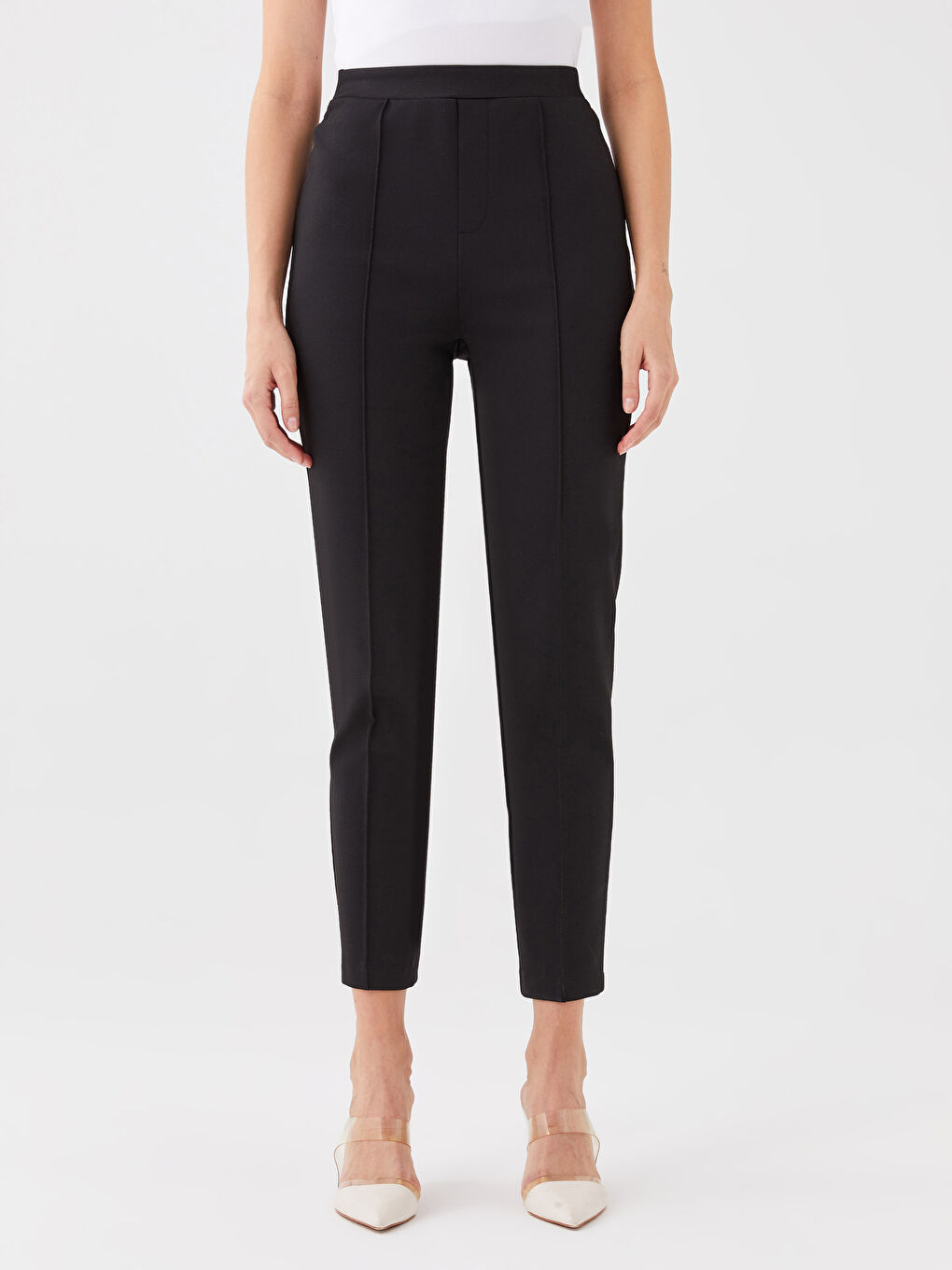 High Waist Slim Fit Women Carrot Trousers-3