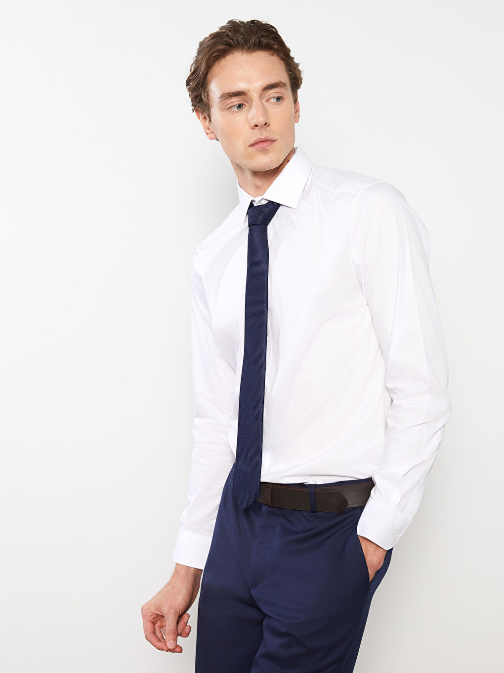 Muška slim-fit poplin košulja - dugi rukav -S30190Z8-Q6K