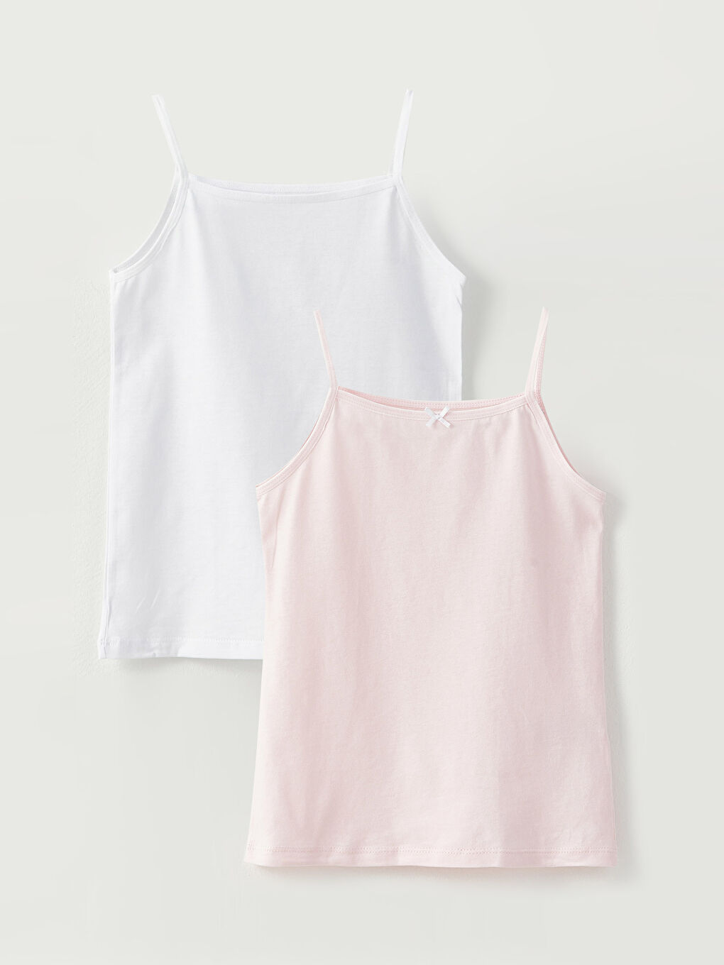 Pembe Kare Yaka Basic Askılı Kız Çocuk Atlet 2'li