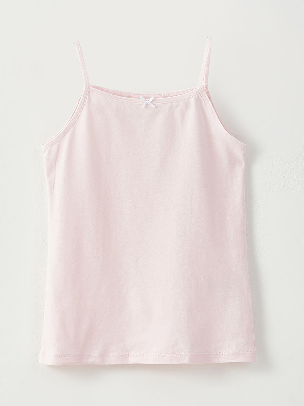 Pembe Kare Yaka Basic Askılı Kız Çocuk Atlet 2'li-1