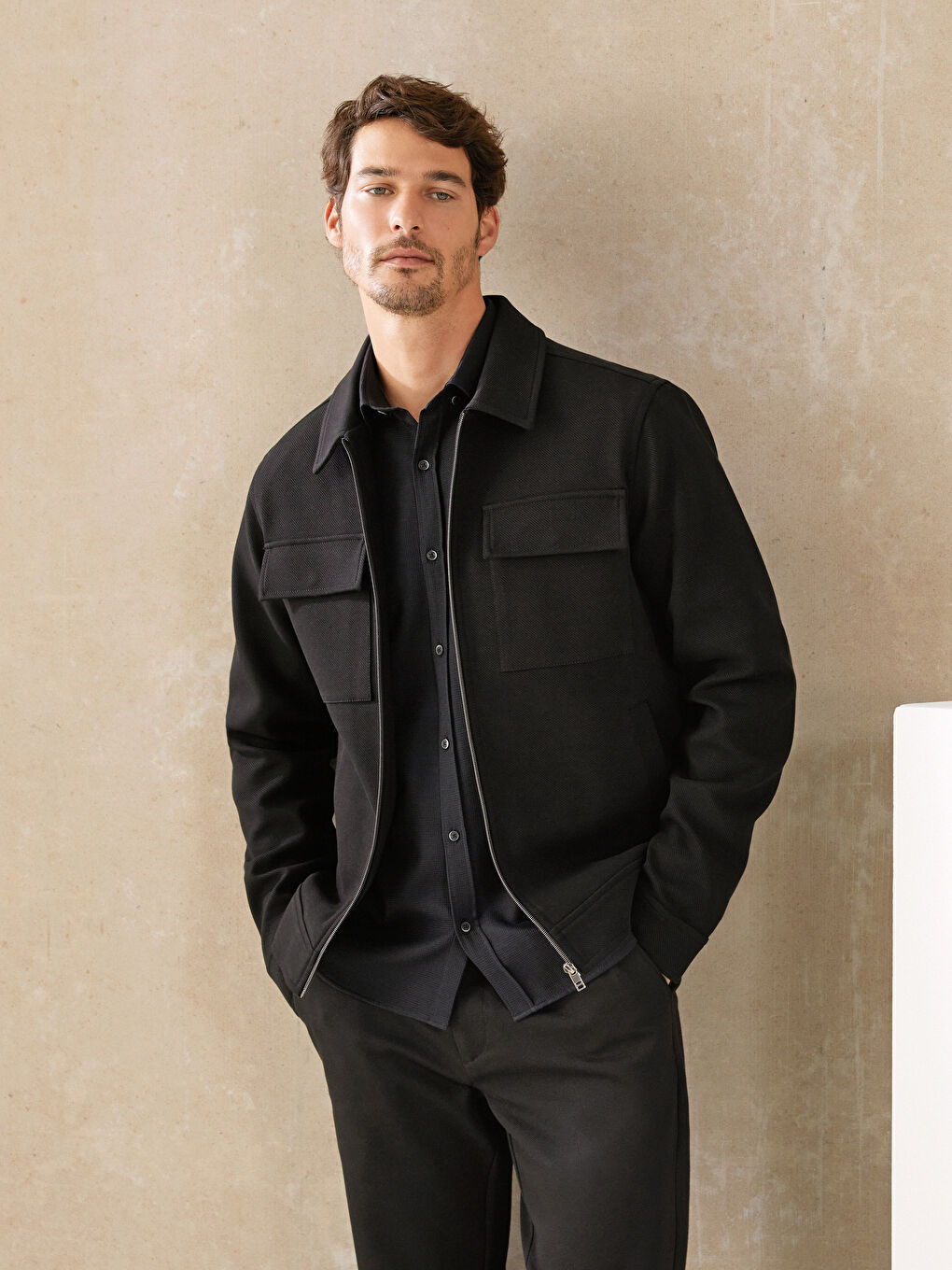 Slim Fit Collared Neck Men's Coat -S30198Z8-CVL