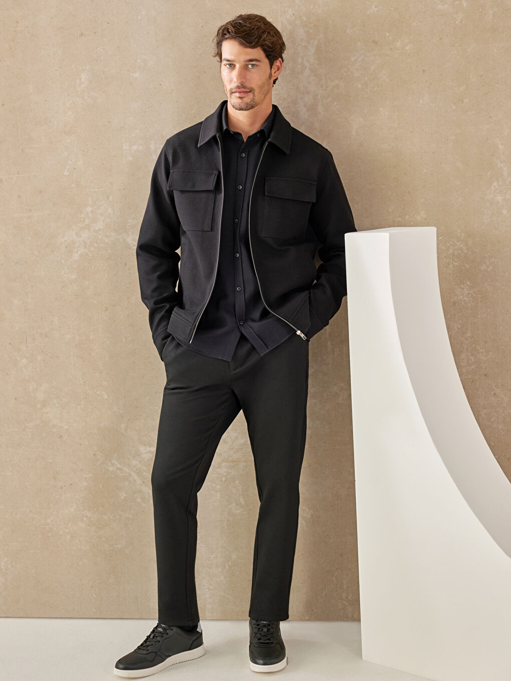Slim Fit Collared Neck Men's Coat -S30198Z8-CVL