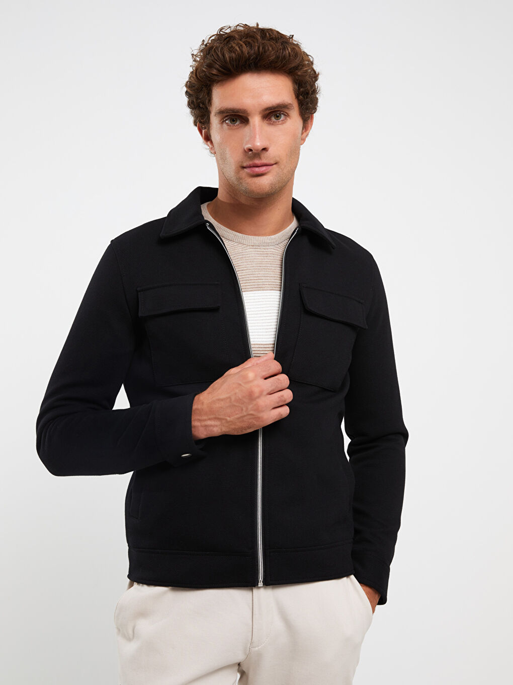 Slim Fit Collared Neck Men's Coat -S30198Z8-CVL