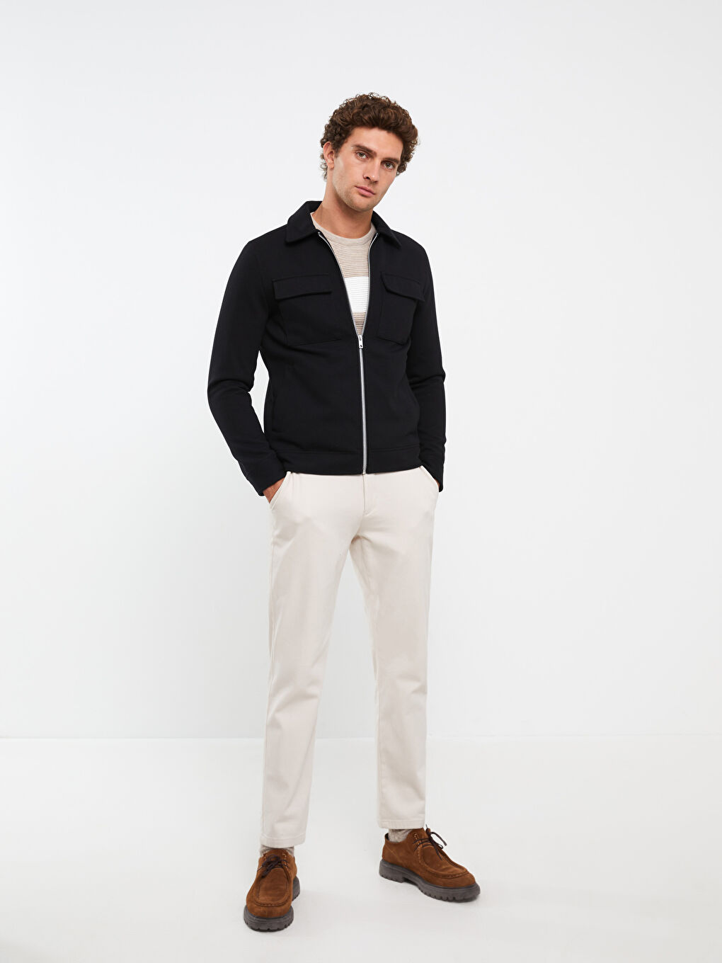 Slim Fit Collared Neck Men's Coat -S30198Z8-CVL