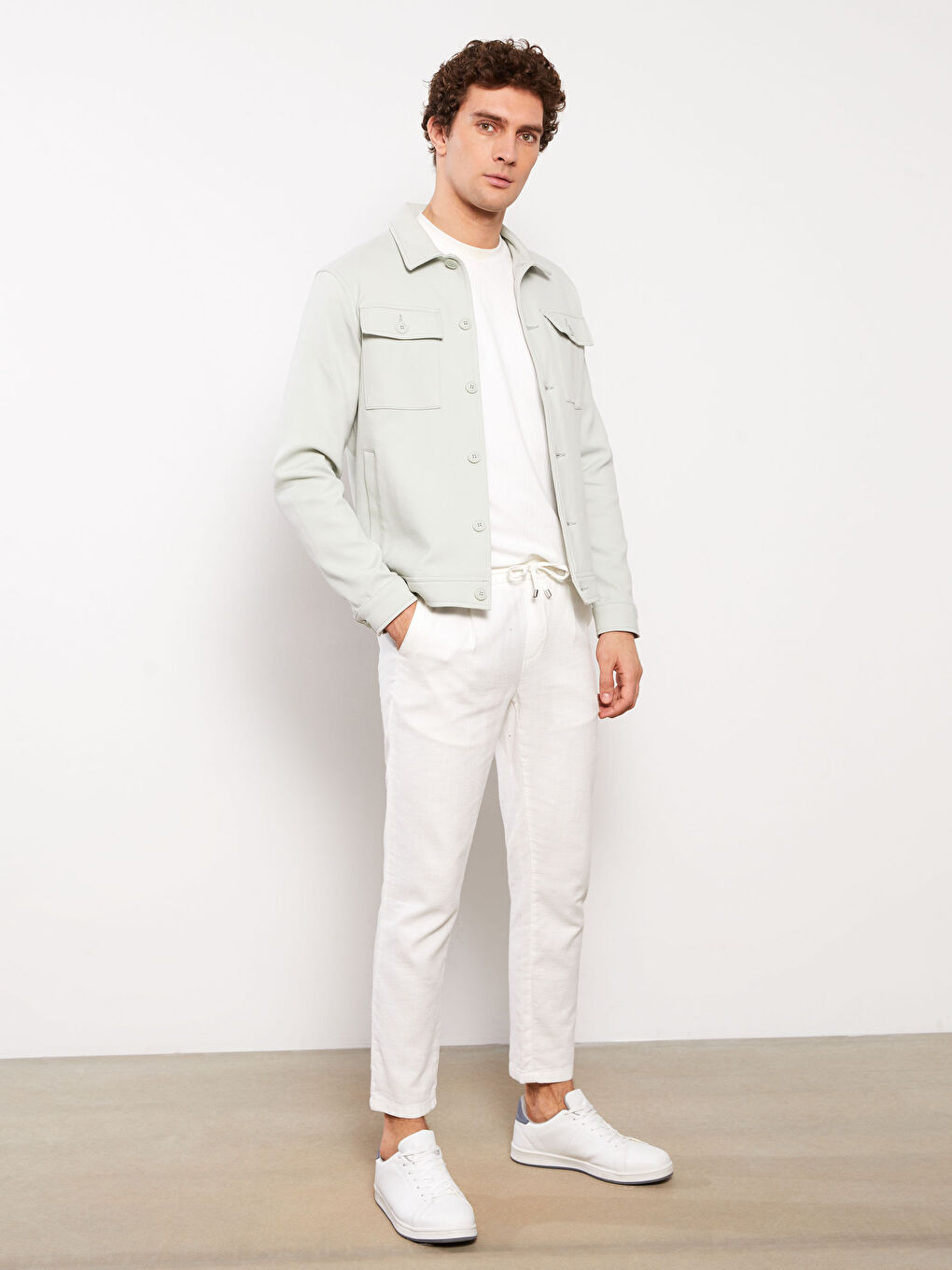 Turkuaz Slim Fit Gömlek Yaka Erkek Mont-1