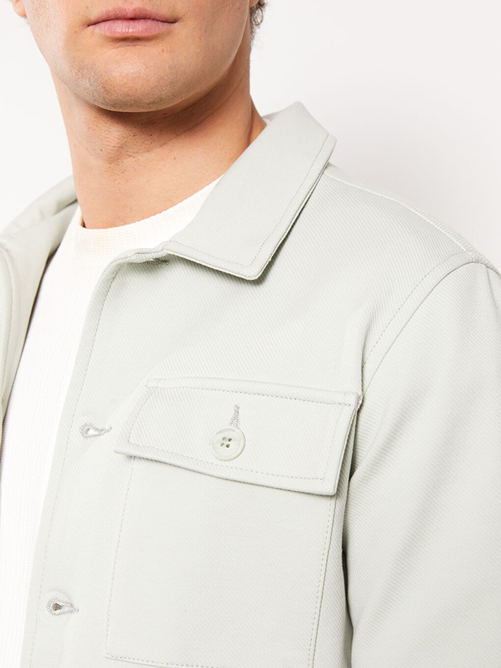 Turkuaz Slim Fit Gömlek Yaka Erkek Mont-3