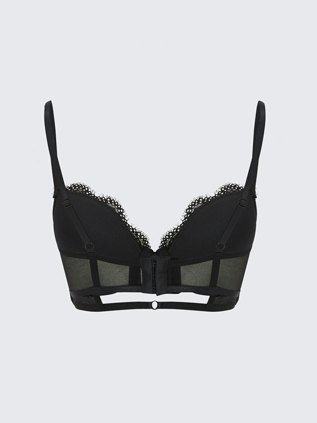 Siyah Balenli Dolgusuz Dantelli Fantezi Tişört Sütyen-1