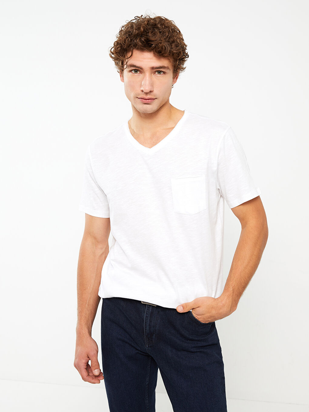 V-Neck Short Sleeve Jersey Men's T-Shirt-2