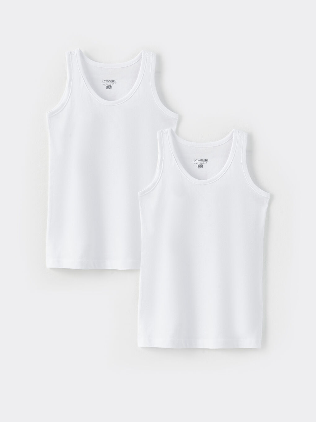 ياقة دائرية أساسي قميص داخلي بدون أكمام أولاد - مجموعة من 2