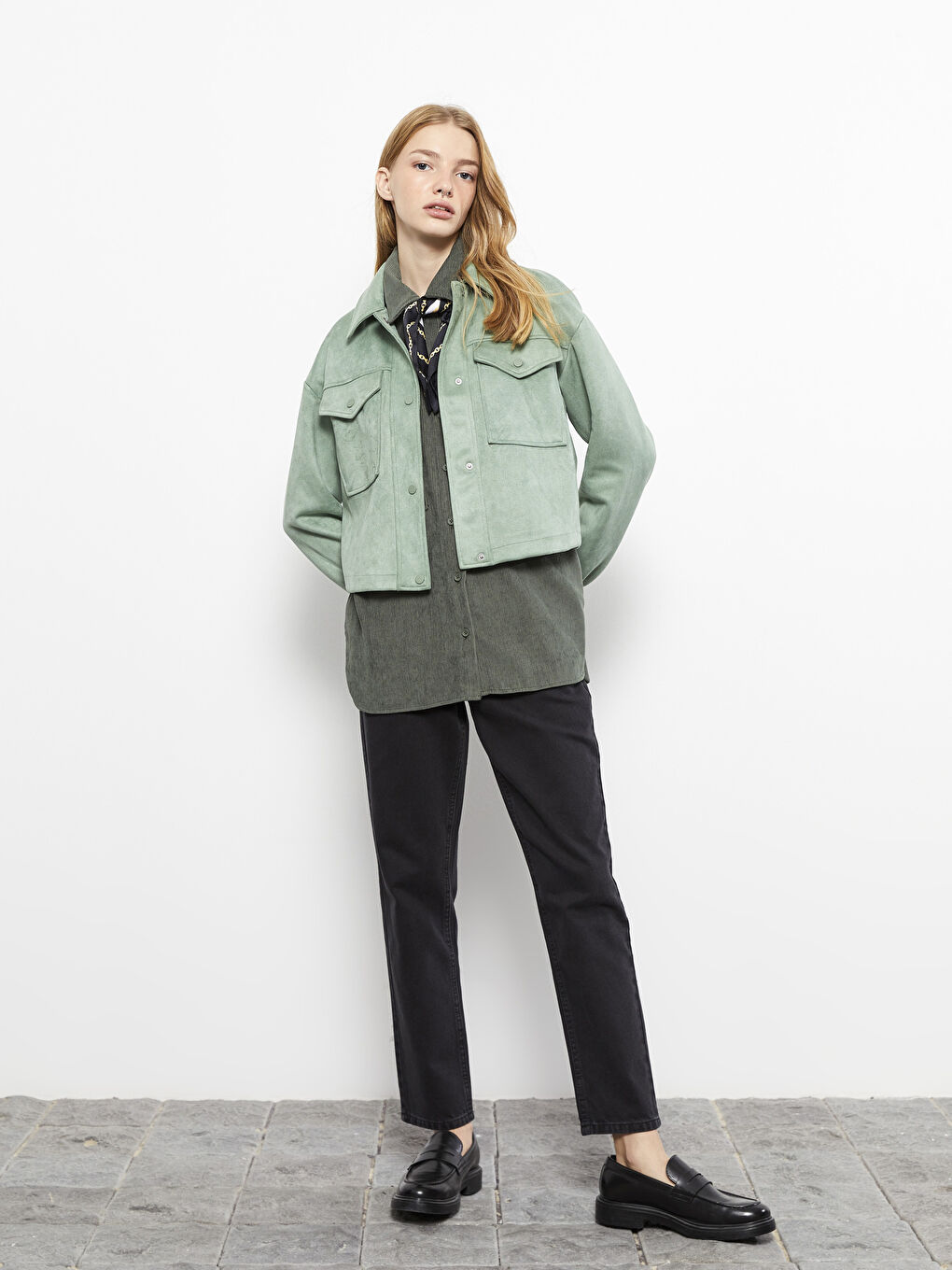 Women's Shirt Collar Plain Faux Leather Coat -S30238Z8-RYR