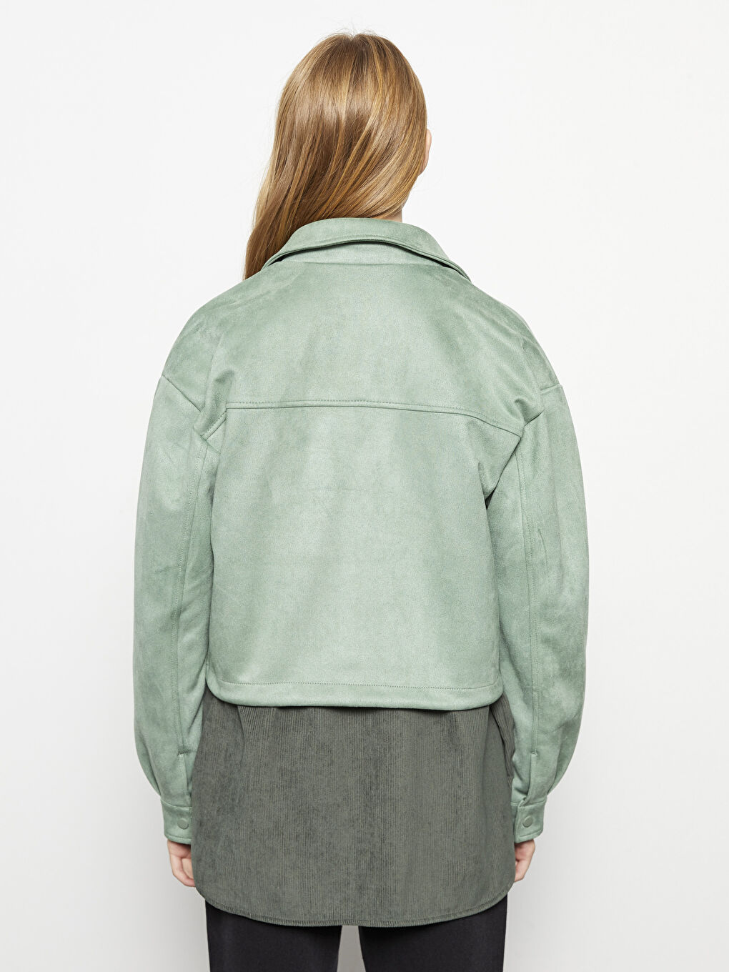 Women's Shirt Collar Plain Faux Leather Coat -S30238Z8-RYR