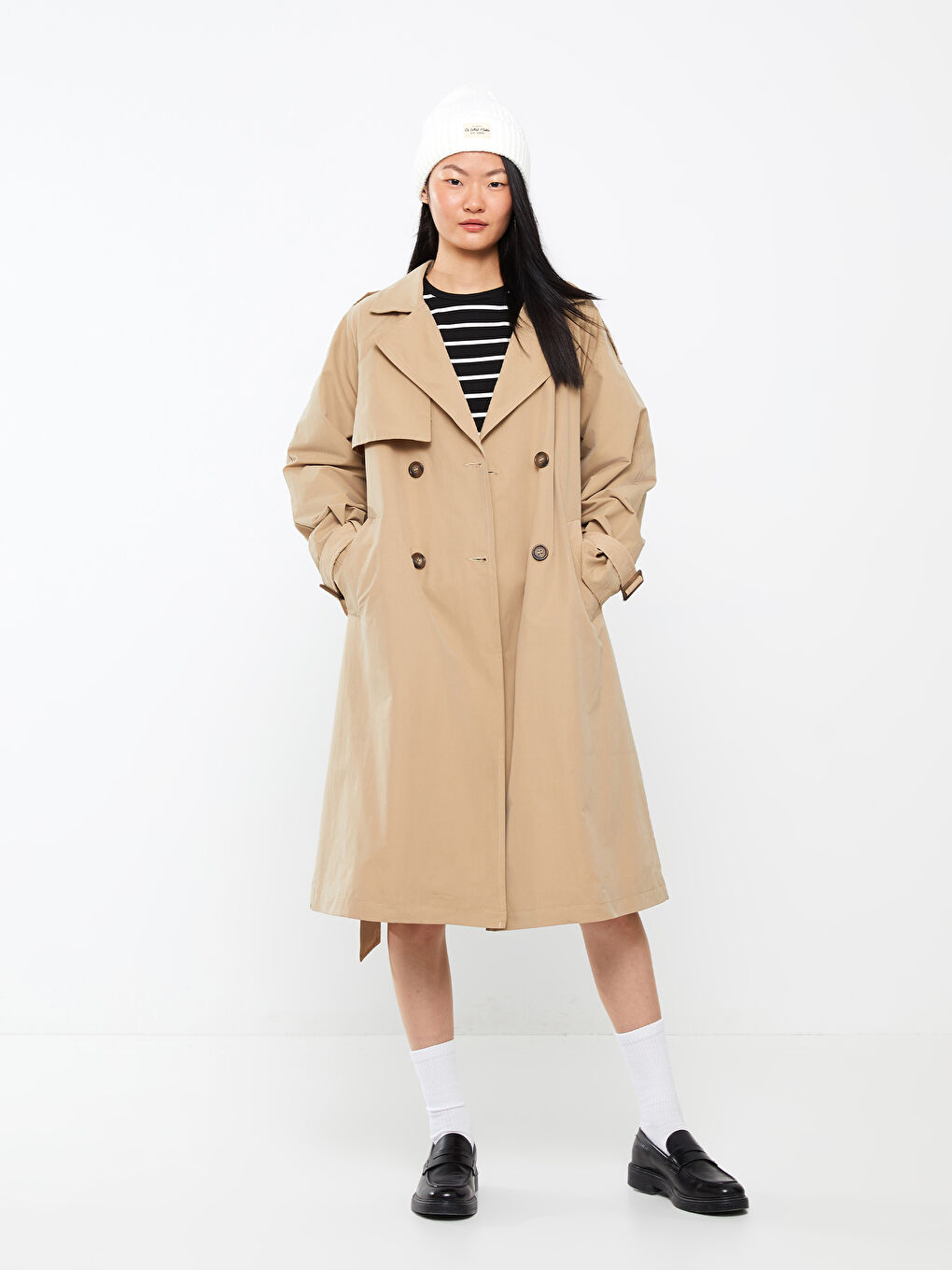 Jacket Collar Regular Long Sleeve Women's Trench Coat -S30240Z8-SKQ