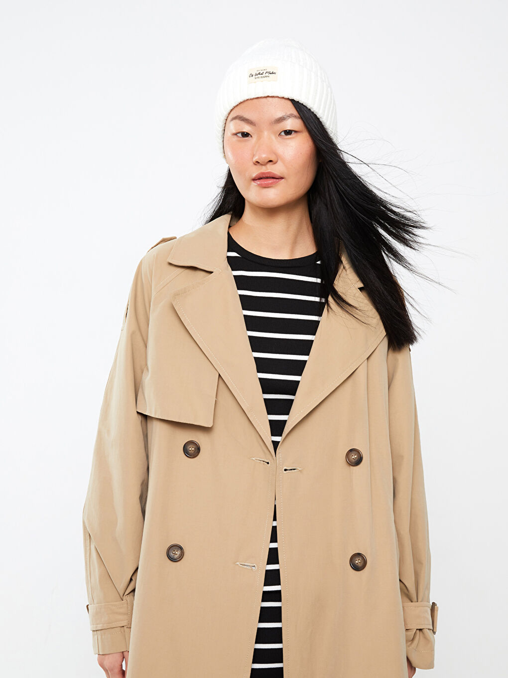 Jacket Collar Regular Long Sleeve Women's Trench Coat -S30240Z8-SKQ