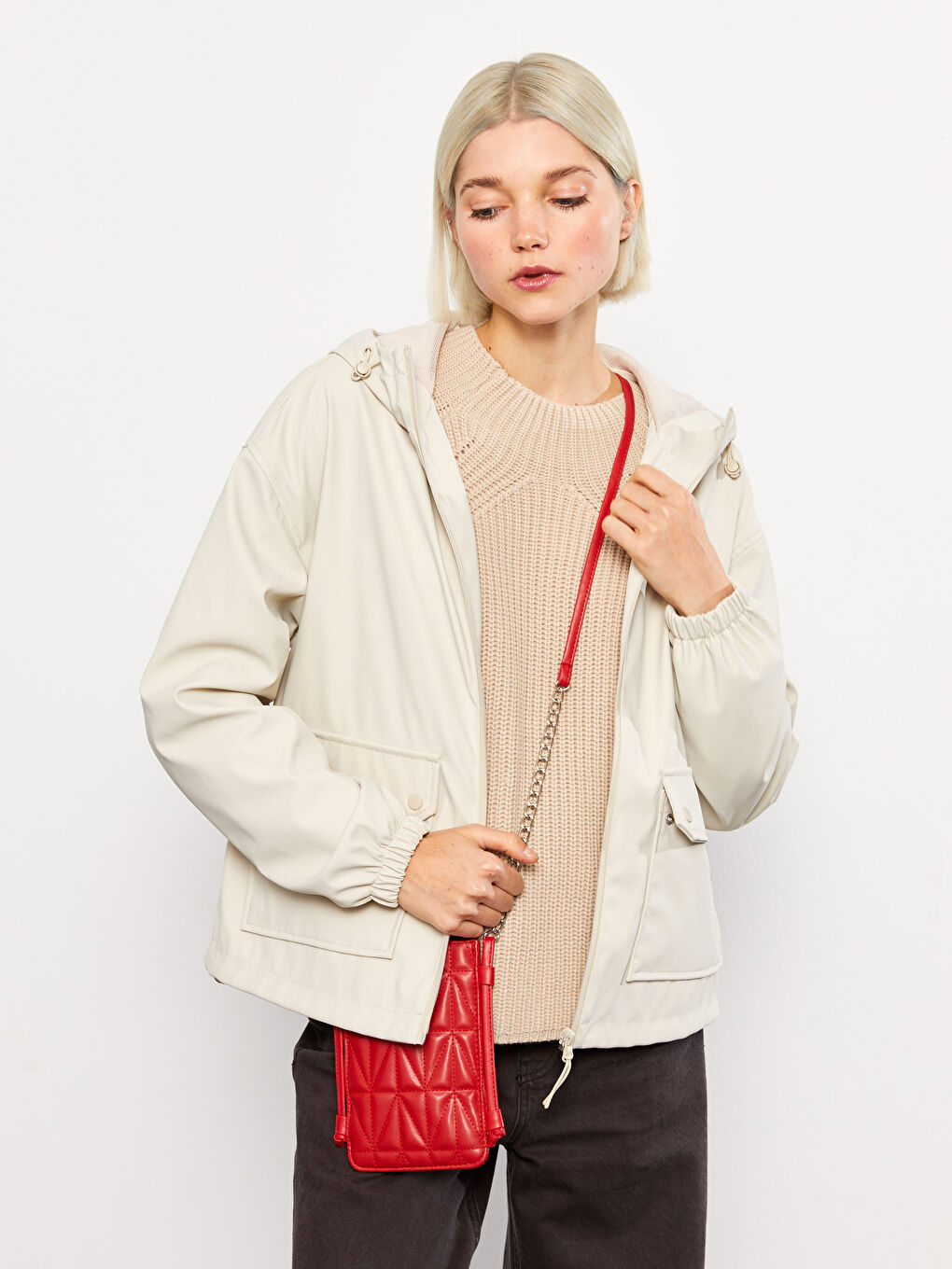 Women's Hooded Plain Raincoat-1