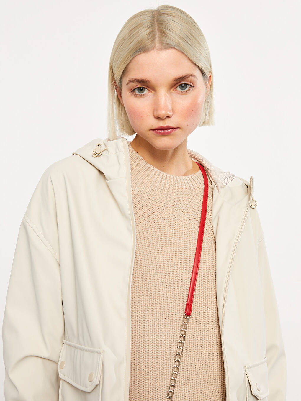 Women's Hooded Plain Raincoat-2