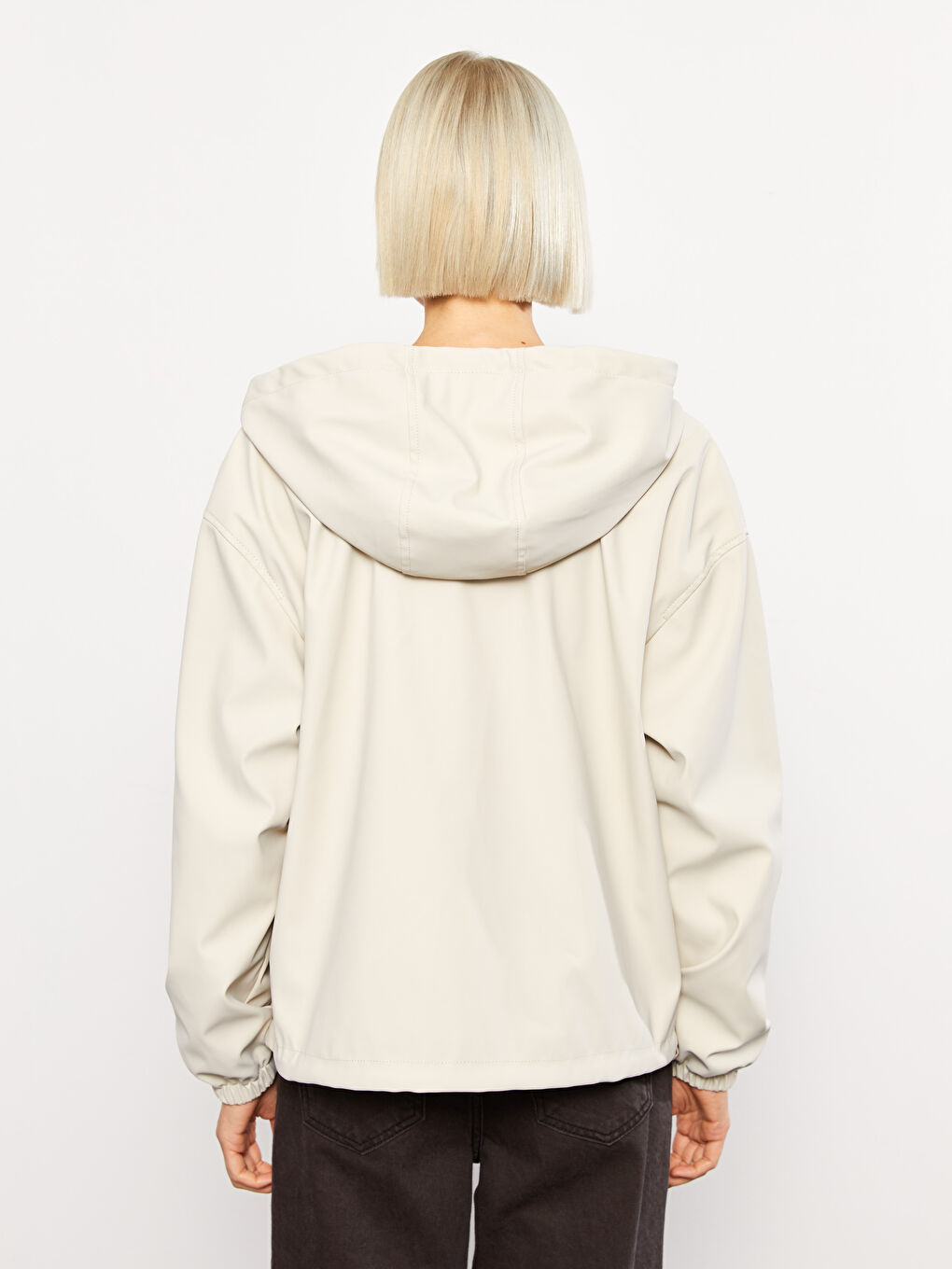 Women's Hooded Plain Raincoat-4