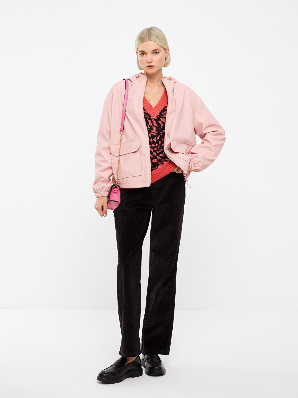 Women's Hooded Plain Raincoat-2