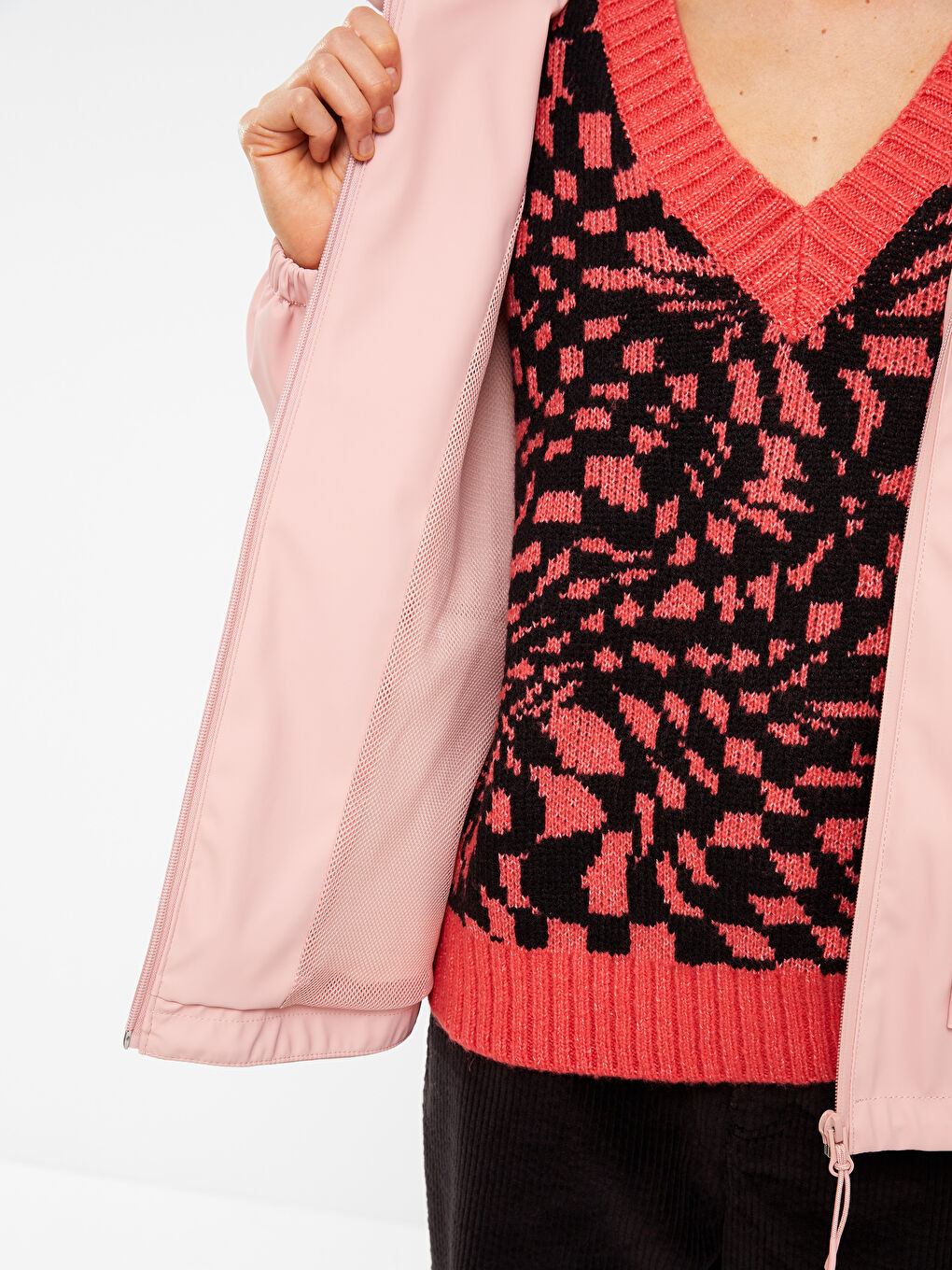 Women's Hooded Plain Raincoat-3