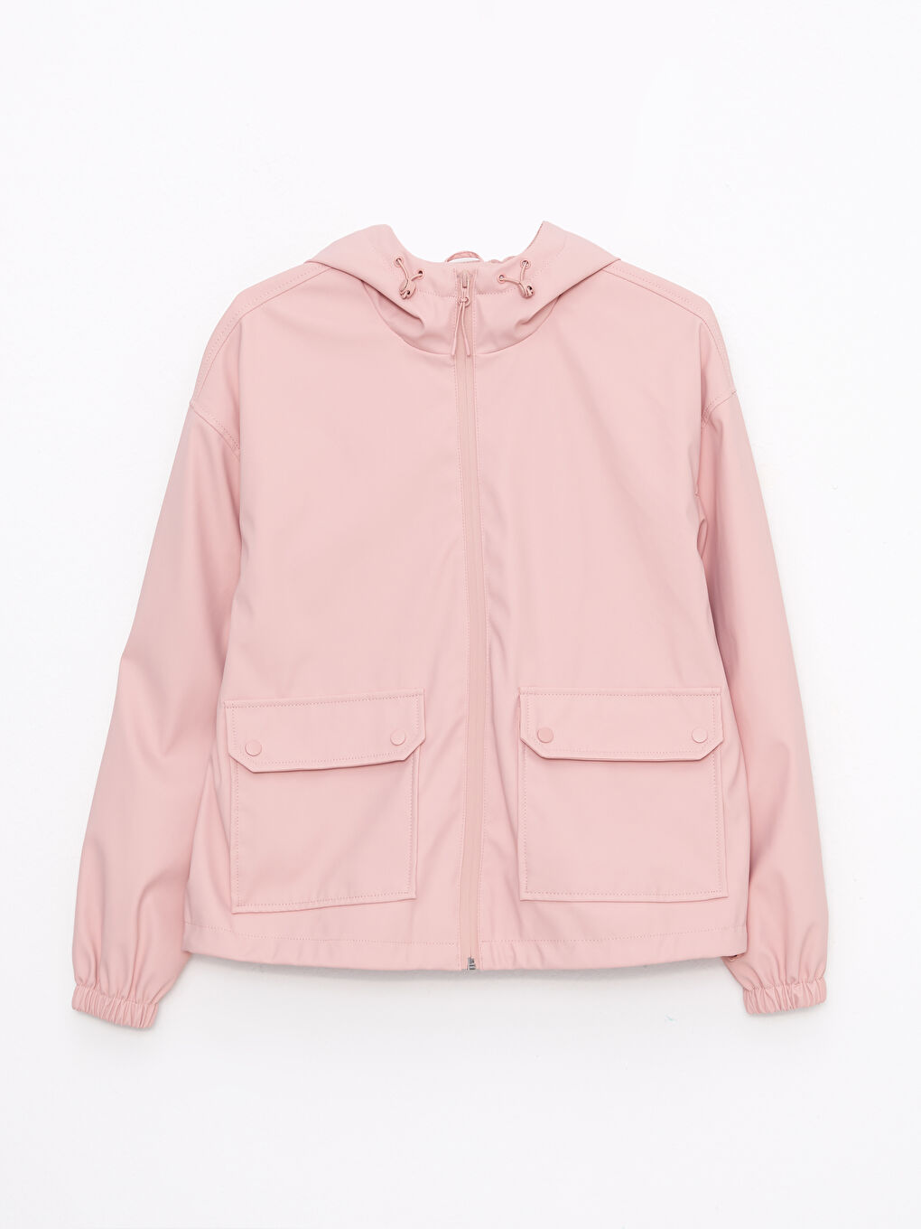 Women's Hooded Plain Raincoat-5