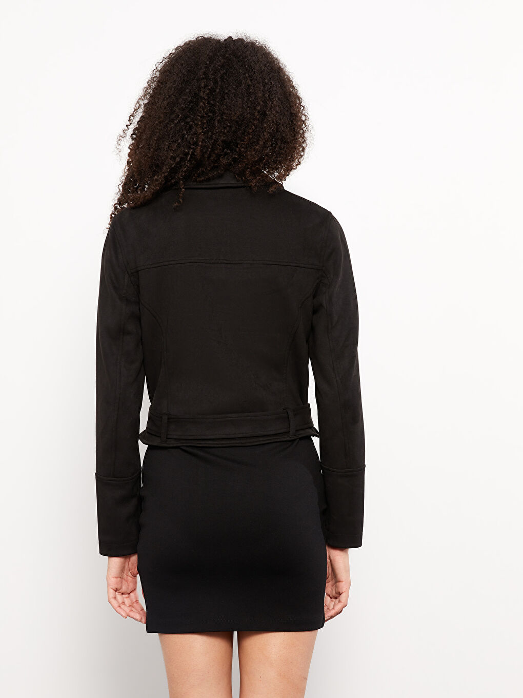 Biker Neck Women's Faux Suede Coat-5