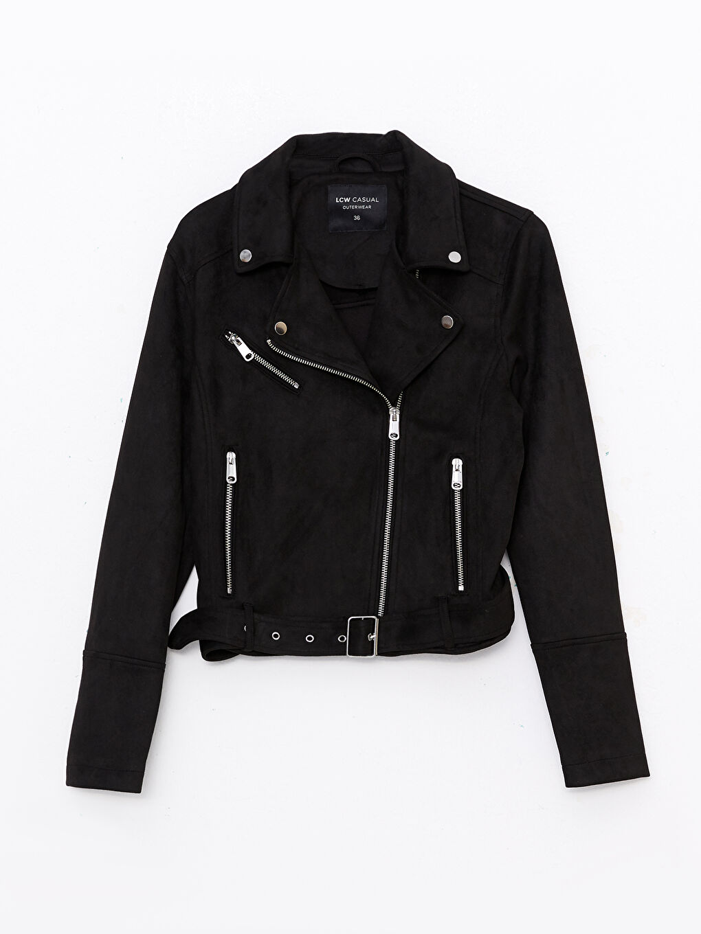 Biker Neck Women's Faux Suede Coat-6