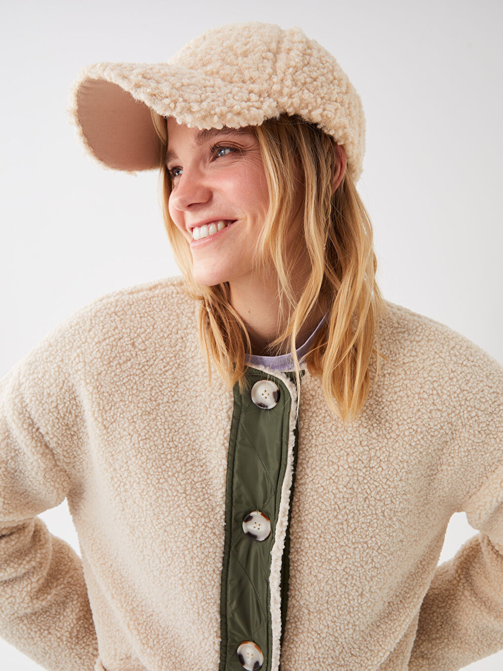 Crew Neck Straight Long Sleeve Women's Shearling Coat -S30248Z8-RYS