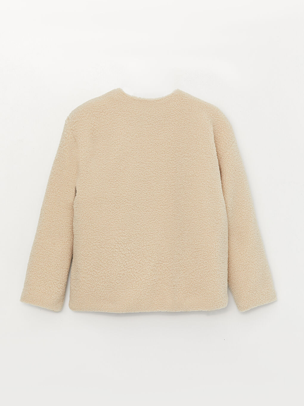 Crew Neck Straight Long Sleeve Women's Shearling Coat -S30248Z8-RYS
