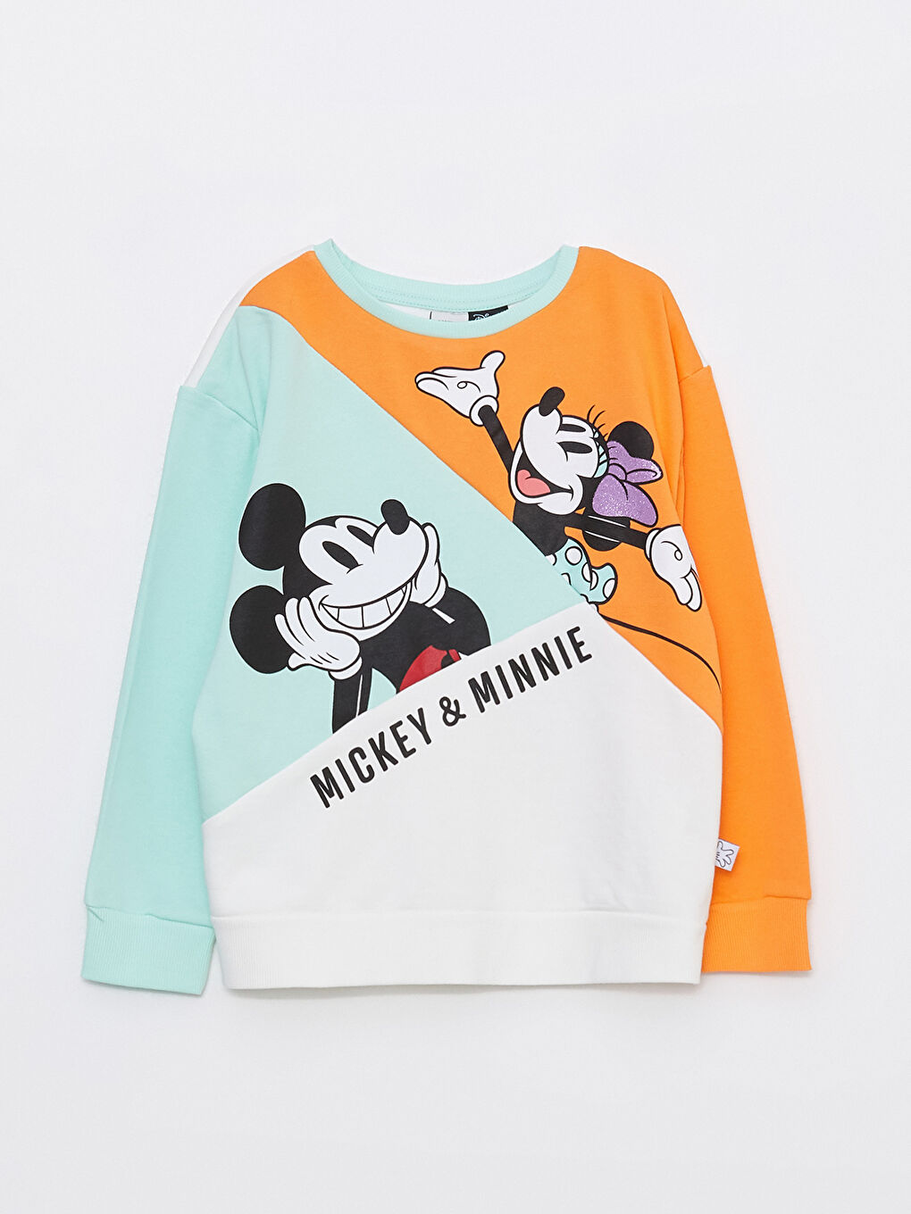 Crew Neck Minnie and Mickey Mouse Printed Long Sleeve Girl Sweatshirt -S30252Z4-R9J