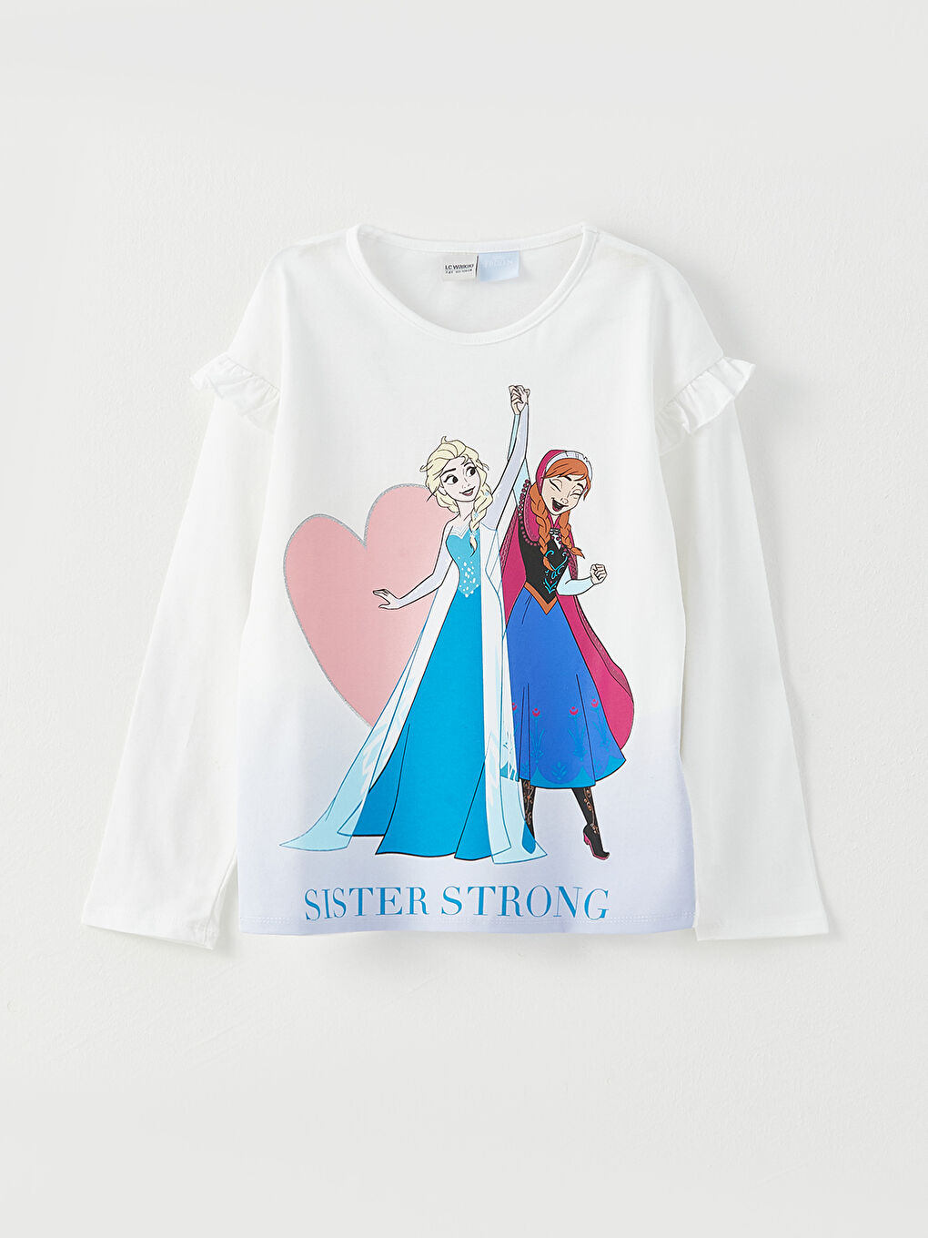 Crew Neck Frozen Printed Long Sleeve Girl's T-Shirt