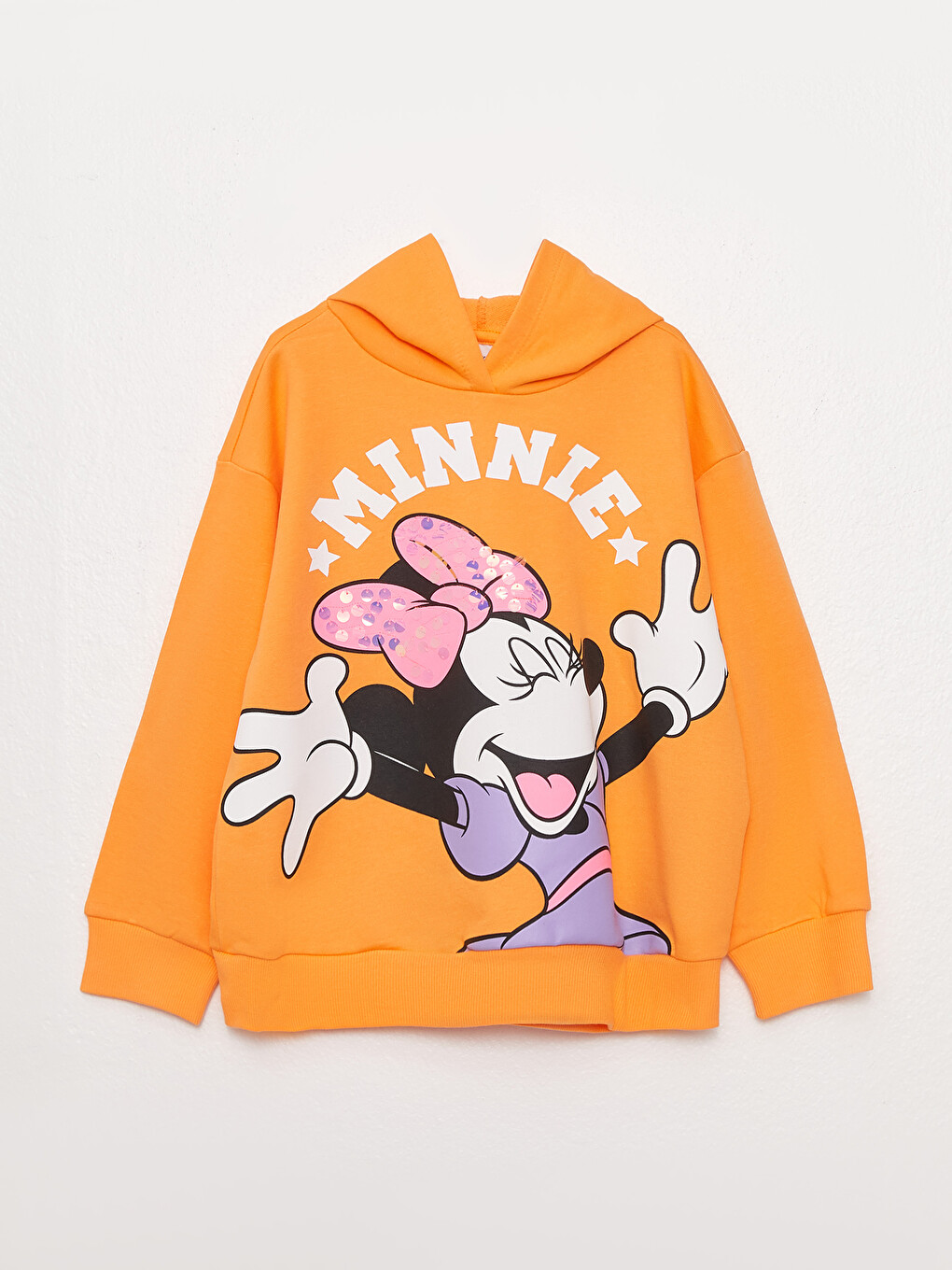 Hooded Minnie Mouse Printed Long Sleeve Girls' Sweatshirt And Tights-1
