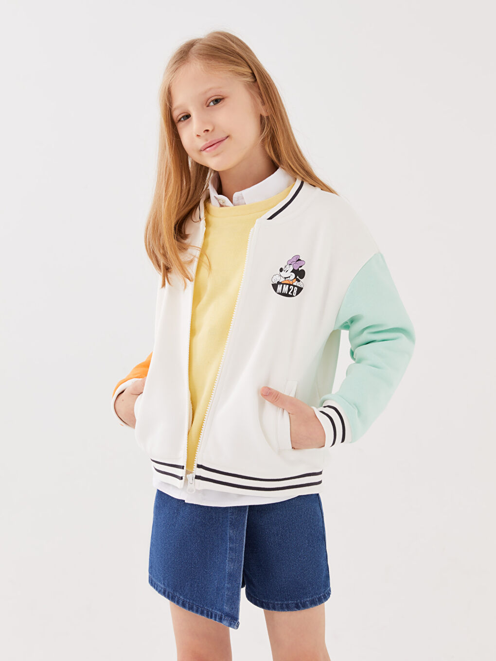 Minnie Mouse Printed Long Sleeve Girls' College Jacket -S30276Z4-R9J