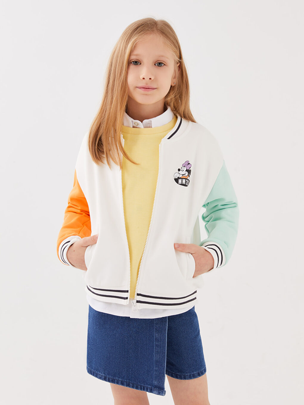 Minnie Mouse Printed Long Sleeve Girls' College Jacket -S30276Z4-R9J