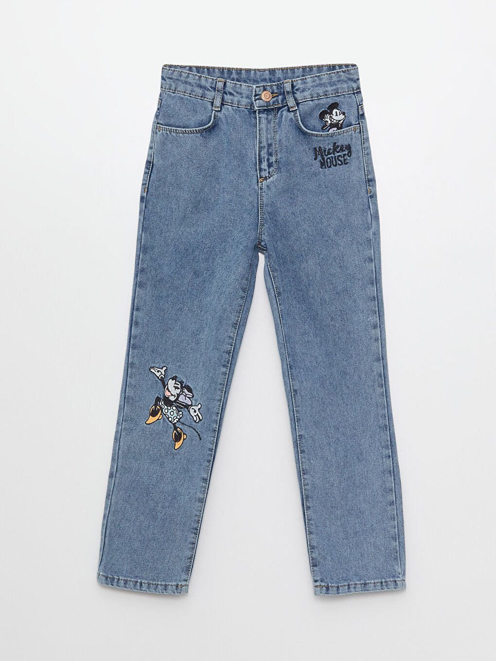 Minnie and Mickey Mouse Embroidered Girl Jeans -S30278Z4-502