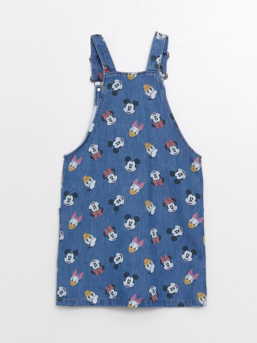 Salopette En Jean Imprimée Minnie Mouse à Col Carré Pour Fille-1