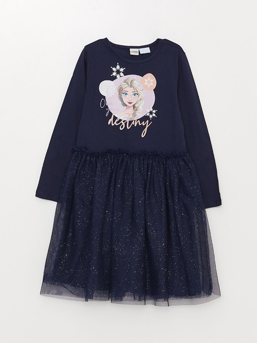Crew Neck Elsa Printed Long Sleeve Girl Dress -S30282Z4-HFH
