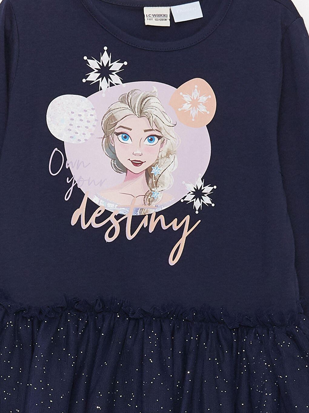 Crew Neck Elsa Printed Long Sleeve Girl Dress -S30282Z4-HFH
