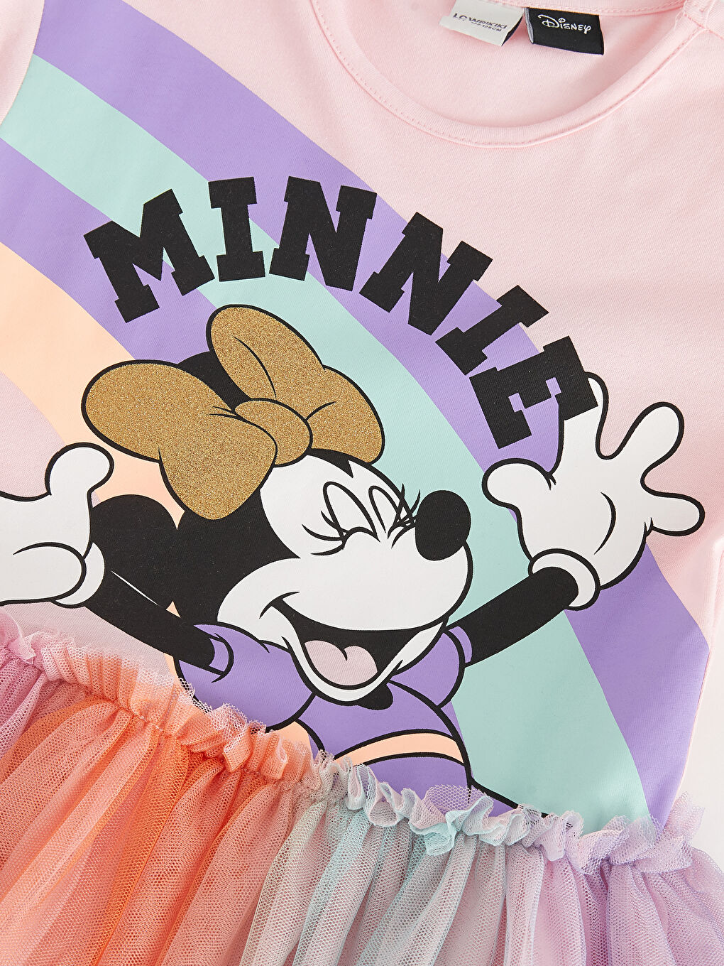 LCW Kids Crew Neck Minnie Mouse Printed Short Sleeve Girls' Dress -S30283Z4-FVB