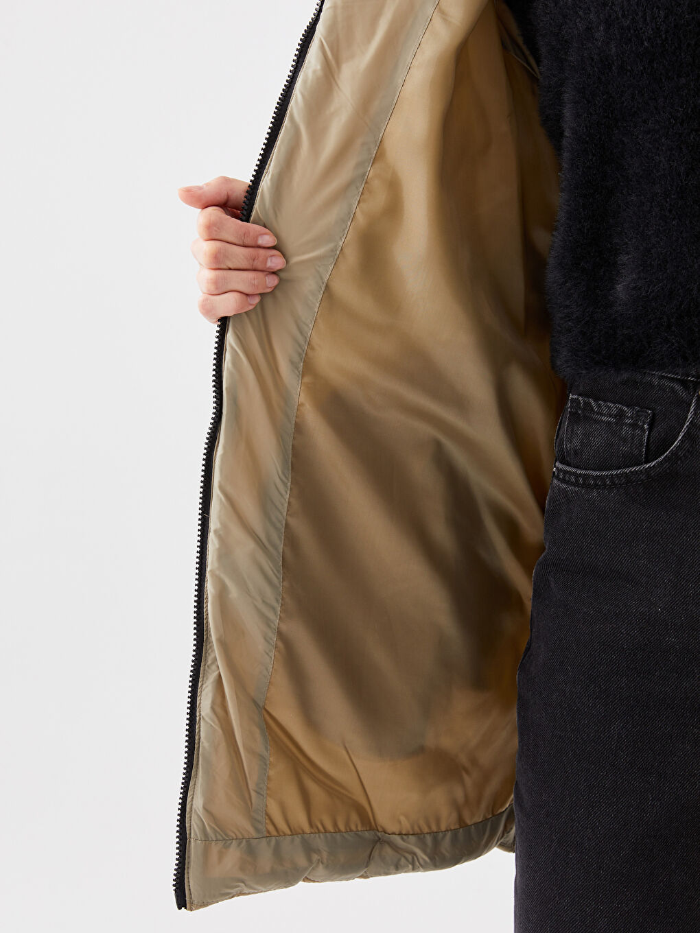 Hooded Self Patterned Women's Vest -S30293Z8-RXB