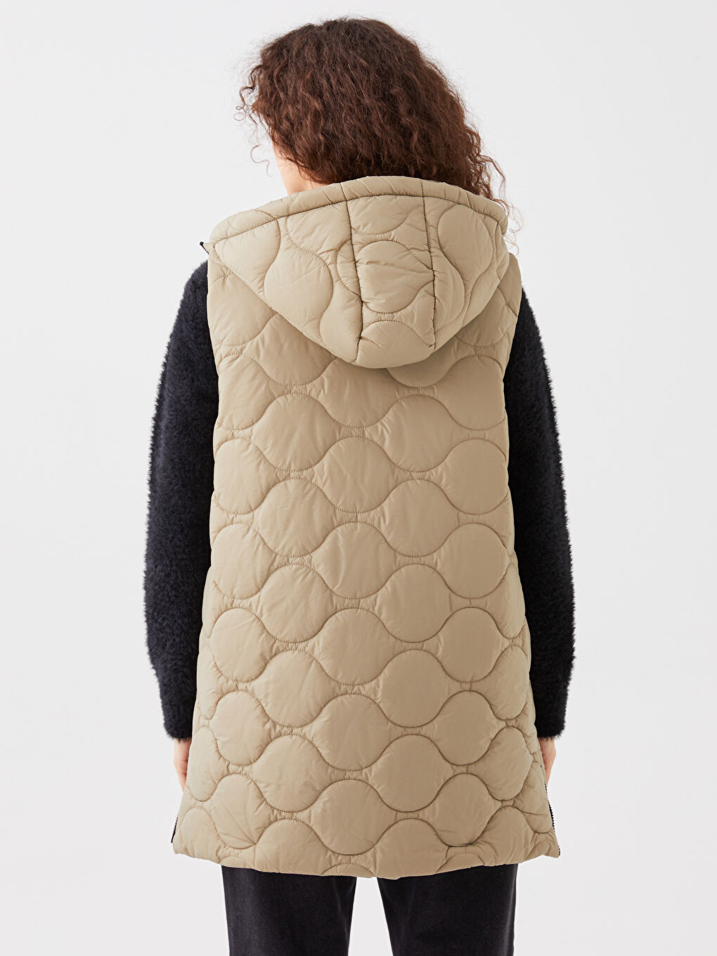 Hooded Self Patterned Women's Vest -S30293Z8-RXB