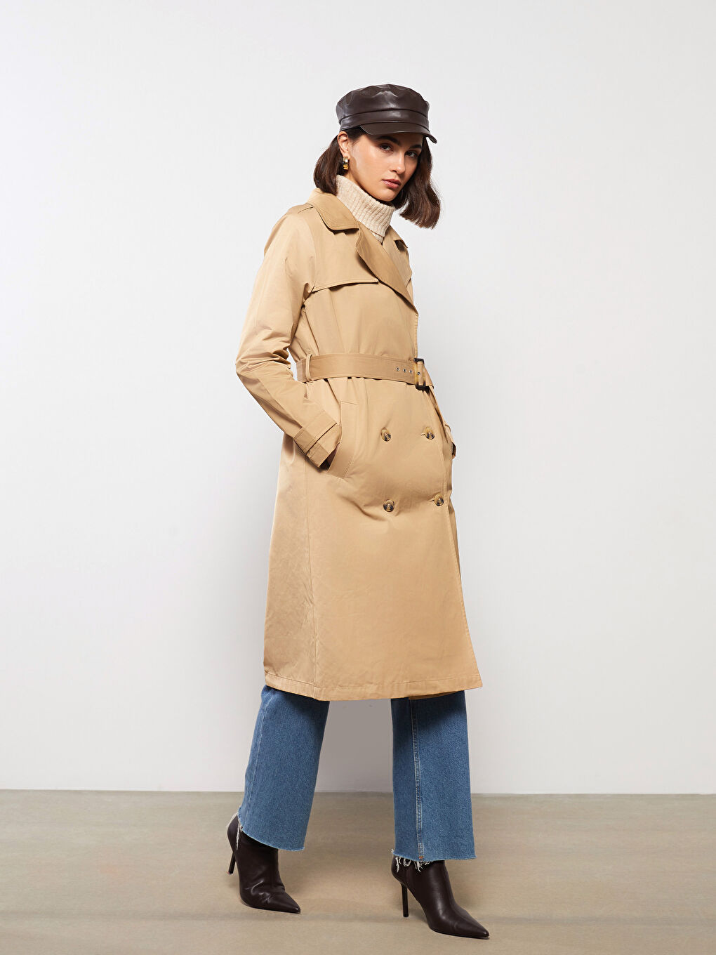 LC Waikiki Jacket Collar Regular Long Sleeve Women's Trench Coat -S30301Z8-JYL