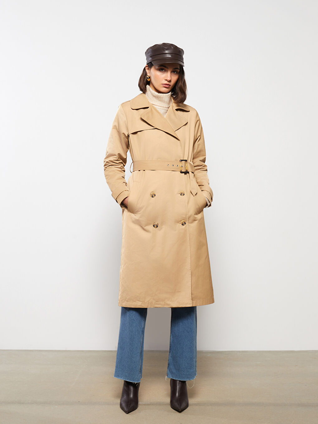 LC Waikiki Jacket Collar Regular Long Sleeve Women's Trench Coat -S30301Z8-JYL